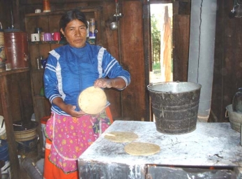 Cooking tortillas.